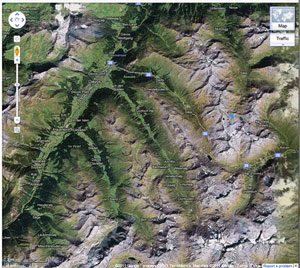 Google Earth view of mountainous area
